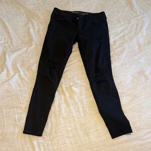 American Eagle Black Distressed Skinny Jeans
